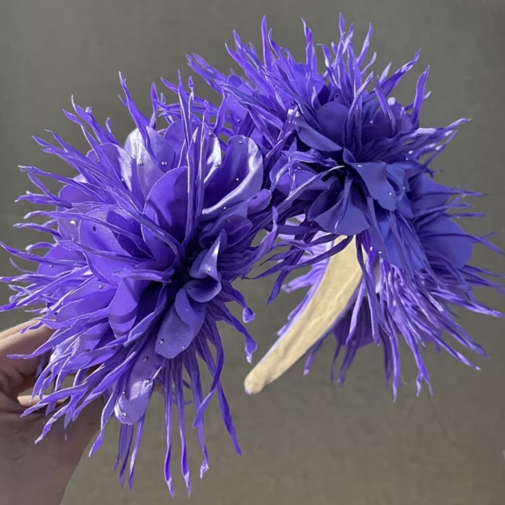 Purple Sparkling Exaggerated Floral Headband